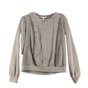 ERI + ALI Mineral Wash Faded Sweatshirt Pullover LARGE(12-14) Gray Cotton